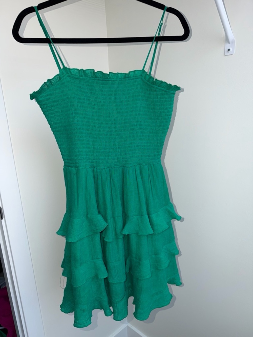 Trixxi Emerald Green Smocked Ruffle Sundress